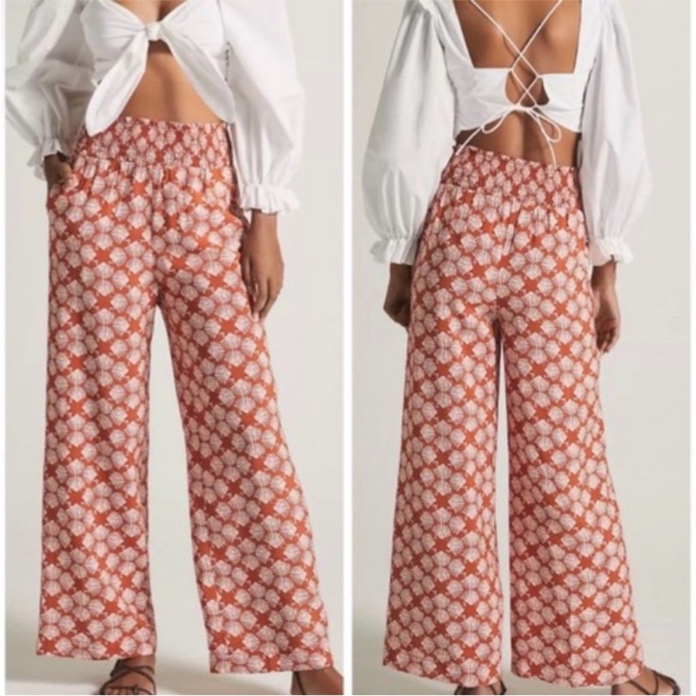 Anthropologie MAEVE Shell Printed Wide-Leg Pants